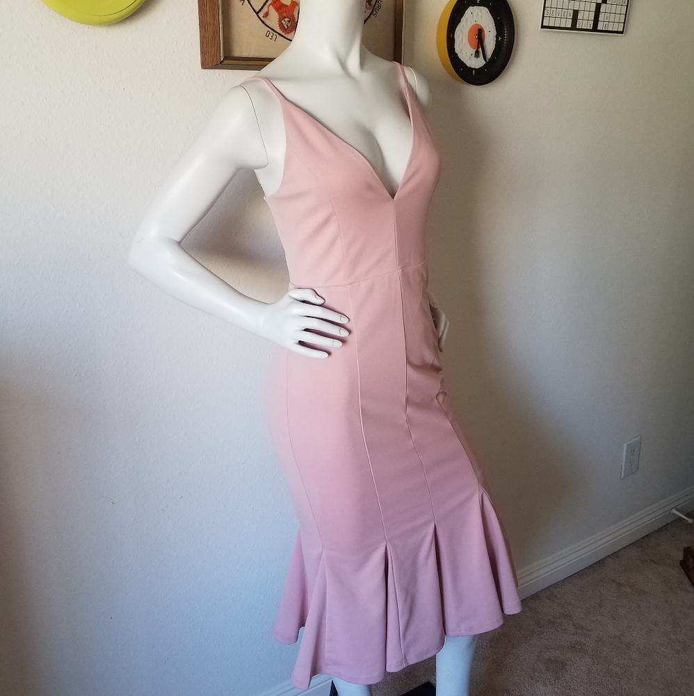 Showpo. Pink Midi Mermaid Dress Sz 4